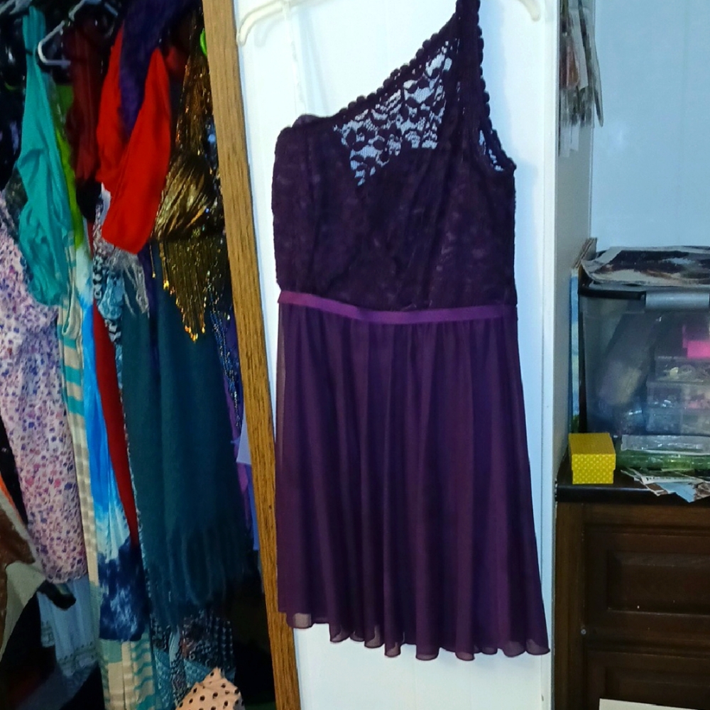 Elegant Purple One-Shoulder Dress